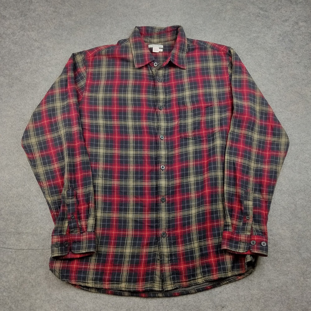 Carbon 2 Cobalt Shirt Mens Medium Red Plaid‎ Flannel Button Front Long Sleeve